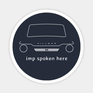 Hillman Imp 1960s British classic car "imp spoken here" white Magnet